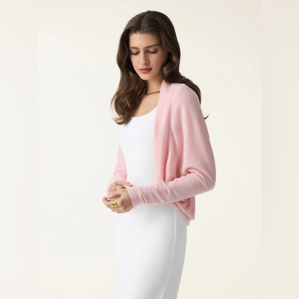 New OGL Classic Cozy Knit Shrug Sweater Pink Size Medium - Picture 5 of 9